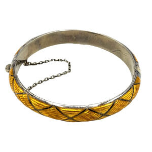 Vintage SIAM 925 Golden Sterling Silver Bangle Bracelet Hinged 7" Rare! YK